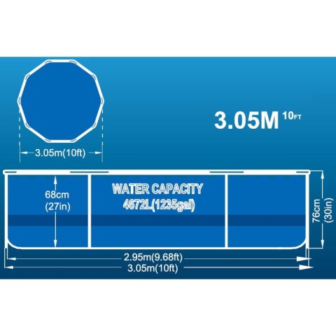 BASEN STELAŻOWY OWALNY 305X76CM ULTRA STRONG 12015V63 BASEN STELAŻOWY OWALNY 305X76CM ULTRA STRONG 12015V63