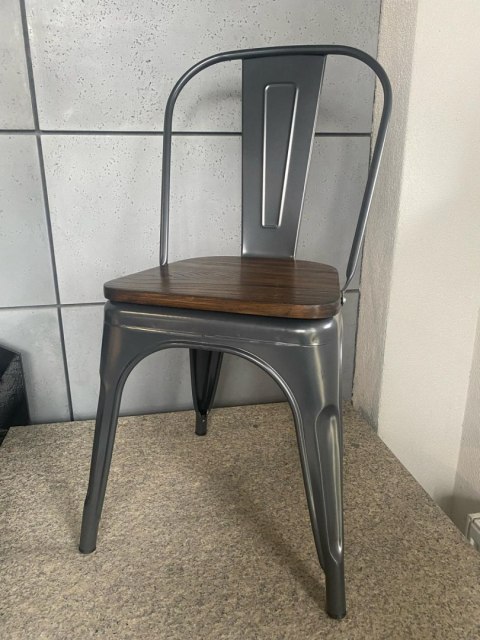 Krzesło metalowe loft CORSICA GRAPHITE WOOD Krzesło metalowe loft CORSICA GRAPHITE WOOD