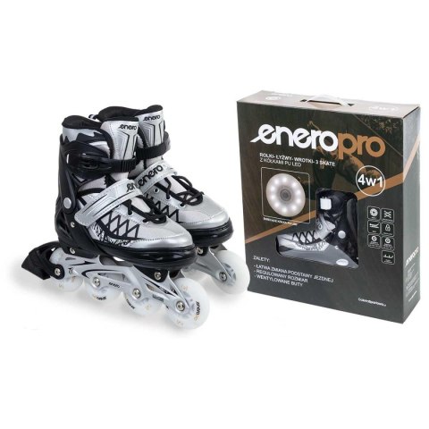 ŁYŻWOROLKI-WROTKI-ŁYŻWY 4W1 ENERO PRO LED 38-41 SZARE ŁYŻWOROLKI-WROTKI-ŁYŻWY 4W1 ENERO PRO LED 38-41 SZARE