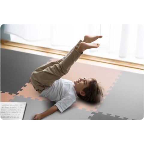 Duża mata piankowa puzzle Ricokids 180x180cm 9 szt szaro-brzoskwiniowa Duża mata piankowa puzzle Ricokids 180x180cm 9 szt szaro-brzoskwiniowa