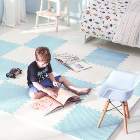 Duża mata piankowa puzzle Ricokids 60x60 cm 4 szt. niebiesko-biała Duża mata piankowa puzzle Ricokids 60x60 cm 4 szt. niebiesko-biała