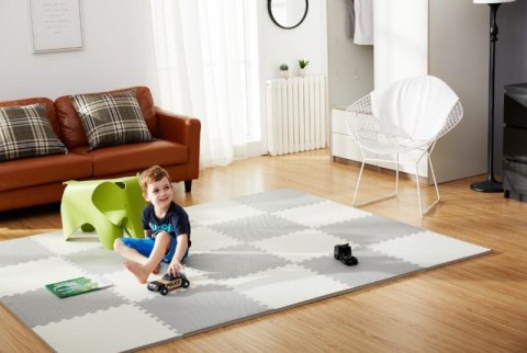 Duża mata piankowa, puzzle Ricokids 60x60cm 4 szt białe i szare Duża mata piankowa, puzzle Ricokids 60x60cm 4 szt białe i szare
