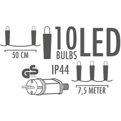 GIRLANDA OGRODOWA PARTY LIGHT 10LED 7,5M GIRLANDA OGRODOWA PARTY LIGHT 10LED 7,5M
