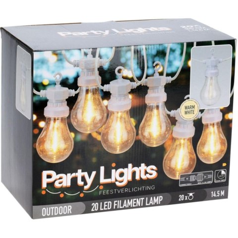 GIRLANDA OGRODOWA PARTY LIGHT 20LED A60 BIAŁY KABEL GIRLANDA OGRODOWA PARTY LIGHT 20LED A60 BIAŁY KABEL