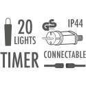 GIRLANDA OGRODOWA PARTY LIGHT 20LED A60 TIMER MOŻLIWOŚĆ ŁĄCZENIA