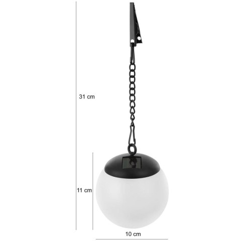 LAMPA SOLARNA PLASTIKOWA KULA WISZĄCA NA KLIPS 10X30CM LAMPA SOLARNA PLASTIKOWA KULA WISZĄCA NA KLIPS 10X30CM
