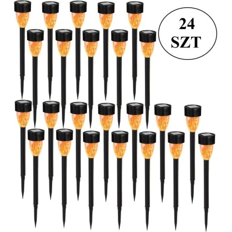 ZESTAW LAMP SOLARNYCH Z EFEKTEM PŁOMIENIA 3XLED 36,5CM - 24szt ZESTAW LAMP SOLARNYCH Z EFEKTEM PŁOMIENIA 3XLED 36,5CM - 24szt