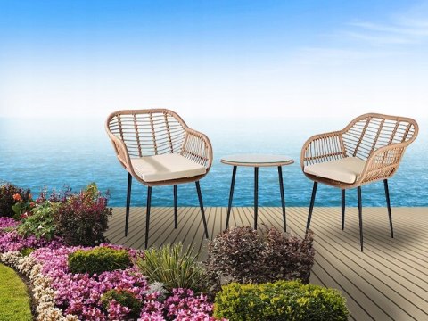 ZESTAW MEBLI OGRODOWYCH NAPOLI KRZESŁA STOLIK PODUSZKI TECHNORATTAN BOHO ZESTAW MEBLI OGRODOWYCH NAPOLI KRZESŁA STOLIK PODUSZKI TECHNORATTAN BOHO