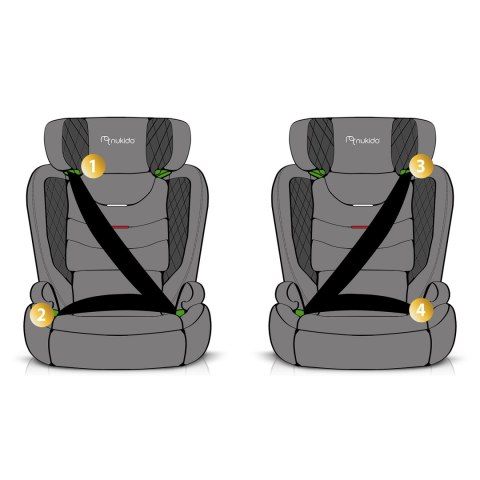 Fotelik samochodowy Nukido Louis Soft czarno-szary 15-36 kg ISOFIX Fotelik samochodowy Nukido Louis Soft czarno-szary 15-36 kg ISOFIX