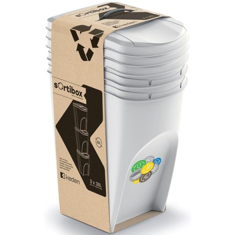 ŚMIETNIK KOSZE NA ŚMIECI 35 L SORTIBOX SET3 SZT. POPIELATY ŚMIETNIK KOSZE NA ŚMIECI 35 L SORTIBOX SET3 SZT. POPIELATY
