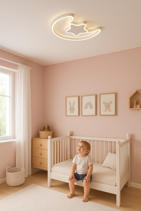 Lampa LED sufitowa plafon do pokoju dziecięcego ściemniana LUMELA + pilot księżyc biała Lampa LED sufitowa plafon do pokoju dziecięcego ściemniana LUMELA + pilot księżyc biała
