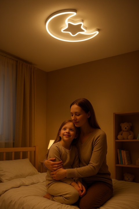 Lampa LED sufitowa plafon do pokoju dziecięcego ściemniana LUMELA + pilot księżyc biała Lampa LED sufitowa plafon do pokoju dziecięcego ściemniana LUMELA + pilot księżyc biała