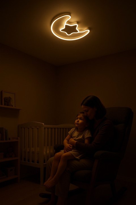 Lampa LED sufitowa plafon do pokoju dziecięcego ściemniana LUMELA + pilot księżyc biała Lampa LED sufitowa plafon do pokoju dziecięcego ściemniana LUMELA + pilot księżyc biała
