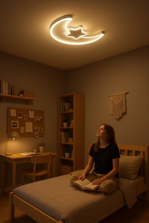 Lampa LED sufitowa plafon do pokoju dziecięcego ściemniana LUMELA + pilot księżyc biała Lampa LED sufitowa plafon do pokoju dziecięcego ściemniana LUMELA + pilot księżyc biała