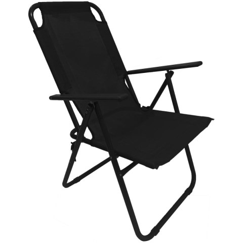 KRZESŁO TURYSTYCZNE Z PODŁOKIETNIKAMI 61x66x65-108CM SKŁADANE CZARNE ENERO CAMP -II GATUNEK