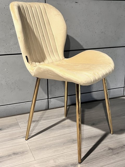 Krzesło tapicerowane MONTI VELVET BEIGE GOLD Krzesło tapicerowane MONTI VELVET BEIGE GOLD