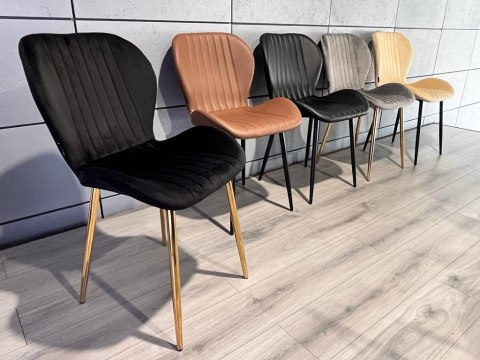 Krzesło tapicerowane MONTI VELVET BLACK GOLD Krzesło tapicerowane MONTI VELVET BLACK GOLD