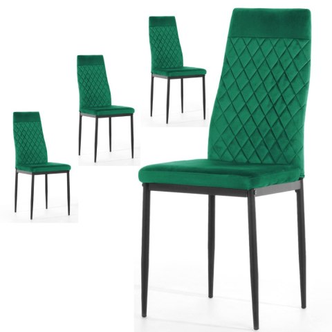 Krzesło tapicerowane zestaw 4x VALVA CARO VELVET GREEN Krzesło tapicerowane zestaw 4x VALVA CARO VELVET GREEN