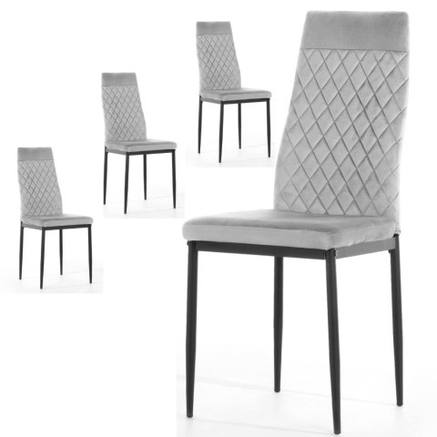Krzesło tapicerowane zestaw 4x VALVA CARO VELVET GREY Krzesło tapicerowane zestaw 4x VALVA CARO VELVET GREY