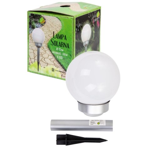 LAMPA SOLARNA KULA MLECZNA 15x44CM LAMPA SOLARNA KULA MLECZNA 15x44CM